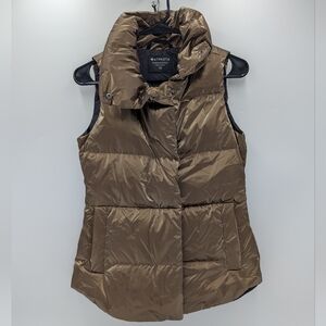 Athleta Downtown Metallic Puffer Vest XXS Bronze Gorpcore Zip Up Athleisure